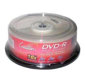 CREATION DVD-R 16X CAKEBOX 25 WHITE PRINTABLE