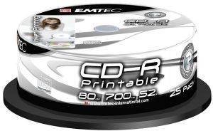 EMTEC CD-R 52X 80 MIN 700MB PRINTABLE CAKEBOX 25 PACK EMTEC CD-R 52X 80 MIN 700MB PRINTABLE CAKEBOX 25 PACK