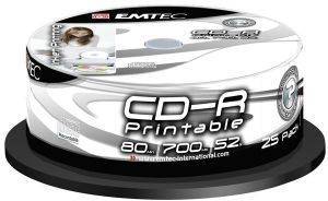 EMTEC CD-R 52X 80 MIN 700MB PRINTABLE CAKEBOX 25 PACK