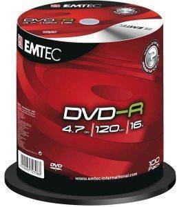 EMTEC DVD-R 16X 4,7GB 120 MIN CAKEBOX 100 PACK EMTEC DVD-R 16X 4,7GB 120 MIN CAKEBOX 100 PACK