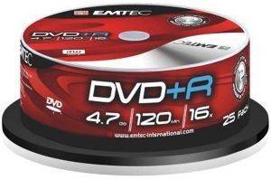 EMTEC DVD+R 16X 4,7GB 120 MIN CAKEBOX 25 PACK