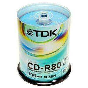 TDK CD-R 52X 80 MIN 700MB PRINTABLE CAKEBOX 100