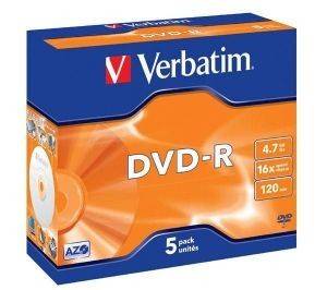 VERBATIM DVD-R 16X 4,7GB MATT SILVER JEWEL CASE 5 PACK