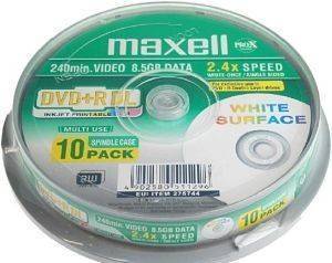 MAXELL DVD+R 8,5GB 2,4X DOUBLE LAYER PRINTABLE CAKEBOX 10