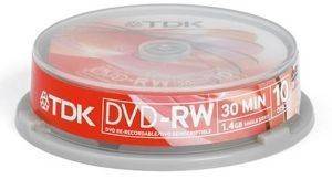 TDK DVD+RW 8CM 4X 1.4GB CAKEBOX 10PCS