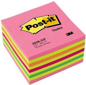 3M POST-IT 2028NP NEON LOLLIPOP PINK 76MM X 76MM 450 