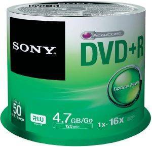 SONY DVD+R 4,7GB 120MIN 16X SHRINK PACK 50PCS SONY DVD+R 4,7GB 120MIN 16X SHRINK PACK 50PCS