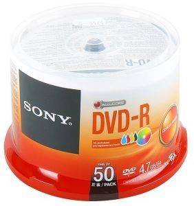 SONY DVD-R 4,7GB 120MIN 16X PRINTABLE CAKEBOX 50PCS