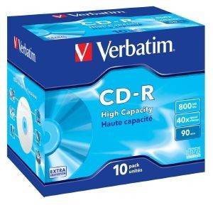 VERBATIM CD-R 800MB 90 MIN 40X JEWEL CASE 10PCS