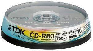 TDK CD-R 52X 80 MIN 700MB CAKEBOX 10PCS TDK CD-R 52X 80 MIN 700MB CAKEBOX 10PCS