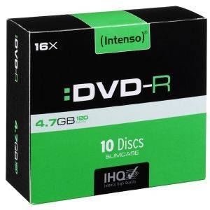 INTENSO DVD-R 4.7GB 16X SPEED PRINTABLE SLIMCASE 10PCS INTENSO DVD-R 4.7GB 16X SPEED PRINTABLE SLIMCASE 10PCS