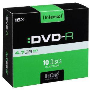 INTENSO DVD-R 4.7GB 16X SPEED PRINTABLE SLIMCASE 10PCS