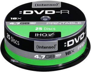 INTENSO 4801154 DVD-R 16X 4,7GB PRINTABLE CAKEBOX 25PCS INTENSO 4801154 DVD-R 16X 4,7GB PRINTABLE CAKEBOX 25PCS