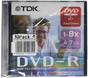TDK DVD-R 8X 4.7GB SC 10PCS TDK DVD-R 8X 4.7GB SC 10PCS