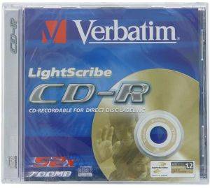 VERBATIM CD-R 700MB 80 MIN 52X LIGHTSCRIBE JEWEL CASE 1PCS