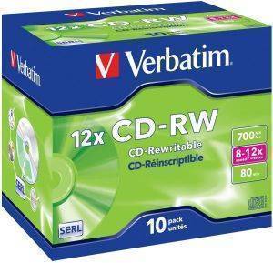 VERBATIM CD-RW 700MB 80MIN 12X JEWEL CASE 10PCS