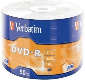 VERBATIM DVD-R 16X 4,7GB MATT SILVER WRAP 50 VERBATIM DVD-R 16X 4,7GB MATT SILVER WRAP 50