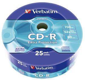 VERBATIM EXTRA PROTECTION CD-R 700MB WRAP 25 VERBATIM EXTRA PROTECTION CD-R 700MB WRAP 25