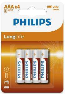PHILIPS ΜΠΑΤΑΡΙΑ PHILIPS LONGLIFE 3A 4 TEM R03