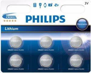 PHILIPS ΜΠΑΤΑΡΙΑ PHILIPS CR2032P6/01B CR2032 6ΤΕΜ