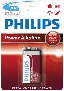  PHILIPS POWER ALKALINE 6LR61P1B 9V