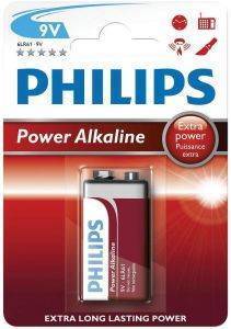 ΜΠΑΤΑΡΙΑ PHILIPS POWER ALKALINE 6LR61P1B 9V ΜΠΑΤΑΡΙΑ PHILIPS POWER ALKALINE 6LR61P1B 9V