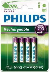 ΜΠΑΤΑΡΙΑ RECHARGEABLE PHILIPS 3A 700MAH 4 ΤΕΜ HR03 ΜΠΑΤΑΡΙΑ RECHARGEABLE PHILIPS 3A 700MAH 4 ΤΕΜ HR03