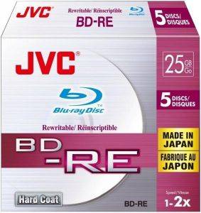 JVC BLU RAY BD-RE HARD COAT 25GB 2X SLIM 5PCS JAPAN MADE BY TAIYO YUDEN