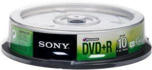 SONY 10DPR47SP DVD+R 4.7GB X16 10 CAKEBOX SONY 10DPR47SP DVD+R 4.7GB X16 10 CAKEBOX