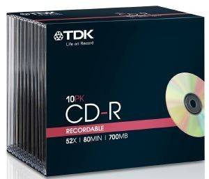 TDK CD-R 52X 80 MIN 700MB JEWEL CASE 10PCS TDK CD-R 52X 80 MIN 700MB JEWEL CASE 10PCS