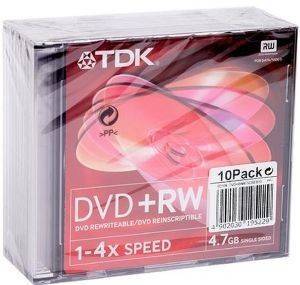 TDK DVD+RW  4.7GB X4 10 PACK SLIM T19522