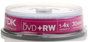 TDK DVD+RW 1.4GB MINI 10 CAKEBOX 14CBEB10 TDK DVD+RW 1.4GB MINI 10 CAKEBOX 14CBEB10