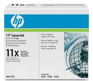  HEWLETT PACKARD BLACK TONER DUAL PACK  OEM: Q6511XD