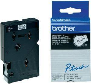  BROTHER P-TOUCH TC 201 BLACK/WHITE (12 MM) OEM: TC201