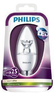  PHILIPS LED CANDLE E14 3W WARM WHITE 250LM CLEAR