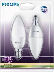 ��������� PHILIPS LED CANDLE E14 DUOPACK 4W WARM WHITE 250LM MATT