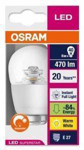 ΛΑΜΠΤΗΡΑΣ OSRAM LED SUPERSTAR CLASSIC P40 6W E27 CLEAR DIMM ΛΑΜΠΤΗΡΑΣ OSRAM LED SUPERSTAR CLASSIC P40 6W E27 CLEAR DIMM