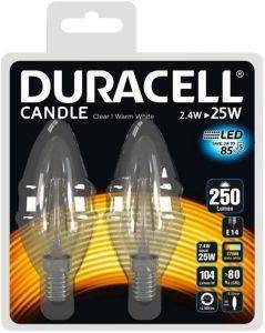 ΛΑΜΠΤΗΡΑΣ DURACELL FILAMENT CANDLE LED E14 2.4W 2700K 2ΤΕΜ ΛΑΜΠΤΗΡΑΣ DURACELL FILAMENT CANDLE LED E14 2.4W 2700K 2ΤΕΜ