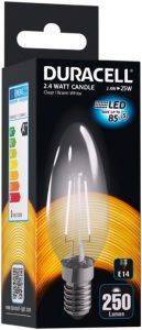  DURACELL FILAMENT CANDLE LED E14 2.4W 2700K