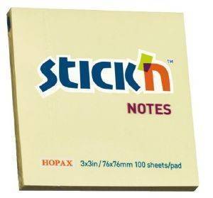 STICKN ΧΑΡΤΙΑ ΣΗΜΕΙΩΣΕΩΝ STICKN ΑΥΤΟΚΟΛΛΗΤΑ ΚΙΤΡΙΝΑ 76X76MM 100 ΦΥΛΛΑ