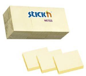 STICKN ΧΑΡΤΙΑ ΣΗΜΕΙΩΣΕΩΝ STICKN ΑΥΤΟΚΟΛΛΗΤΑ ΚΙΤΡΙΝΑ 38X50MM 100 ΦΥΛΛΑ 3ΤΕΜ