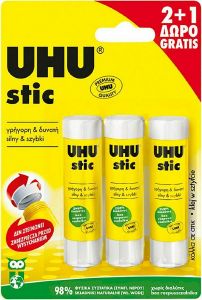 ΚΟΛΛΑ UHU STIC RENATURE 8.2GR ΧΩΡΙΣ ΔΙΑΛΥΤΕΣ 2 +1 ΔΩΡΟ