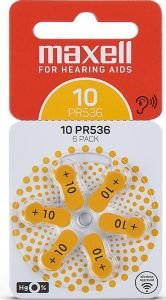 MAXELL ZINK AIR BATTERY ZA10 6 PC BUTTON FOR HEARING AIDS