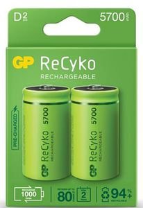 GP RECHARGEABLE BATTERY GP R20 5700MAH NIMH RECYKO 2PC IN BLISTER GP