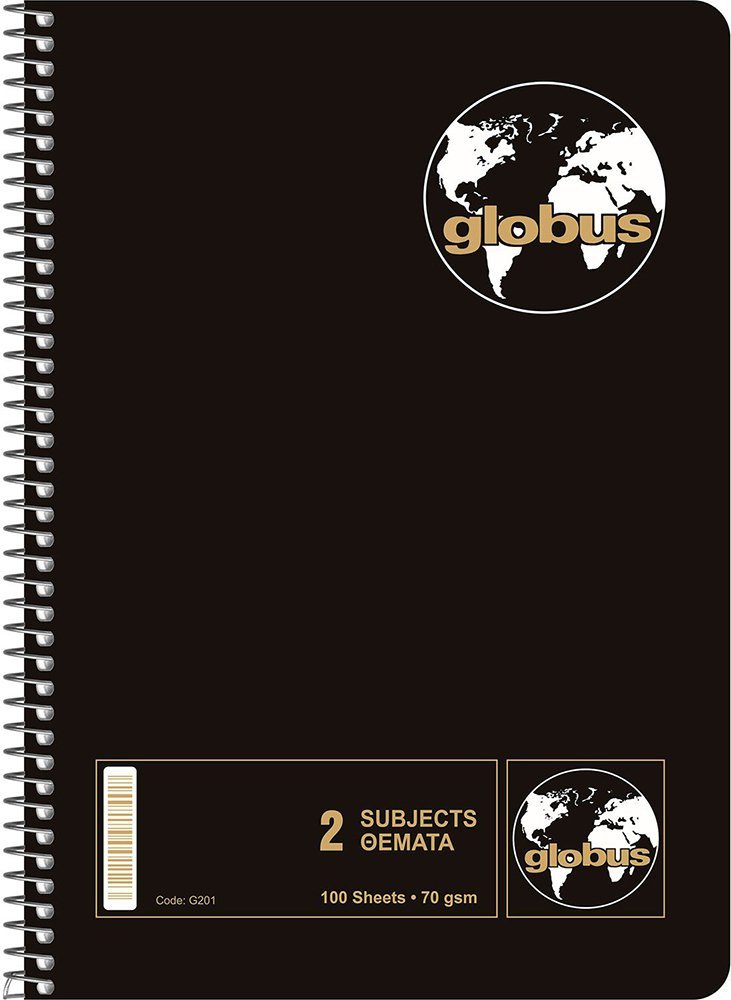 GLOBUS ΤΕΤΡΑΔΙΟ GLOBUS 17X25 4 ΘΕΜΑΤΩΝ ΜΑΥΡΟ