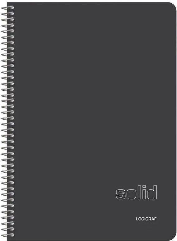 ΤΕΤΡΑΔΙΟ ΣΠΙΡΑΛ LOGIGRAF SOLID WIRELOCK 3 ΘΕΜΑΤΩΝ B5 / 17 Χ 25 CM ΜΑΥΡΟ (90Φ)