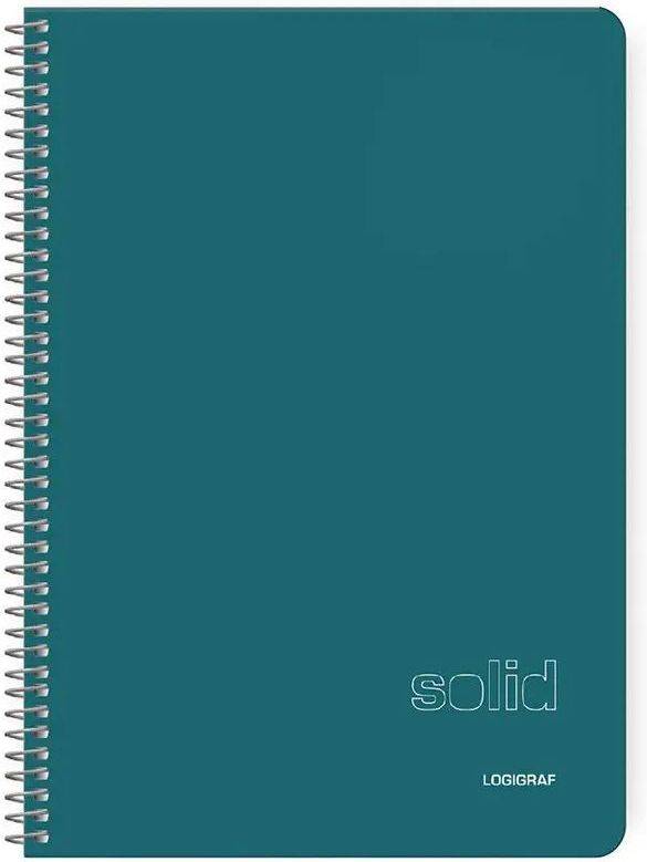 ΤΕΤΡΑΔΙΟ ΣΠΙΡΑΛ LOGIGRAF SOLID WIRELOCK 3 ΘΕΜΑΤΩΝ B5 / 17 Χ 25 CM ΠΡΑΣΙΝΟ (90Φ)