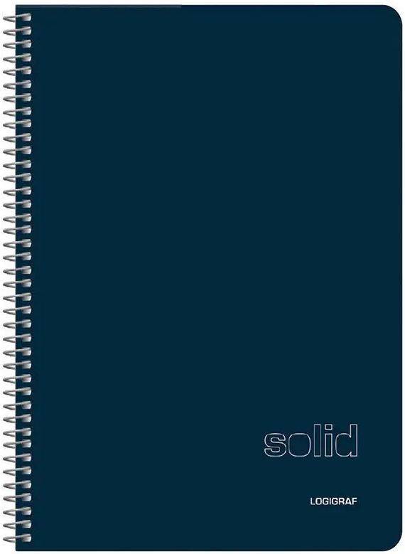 ΤΕΤΡΑΔΙΟ ΣΠΙΡΑΛ LOGIGRAF SOLID WIRELOCK 3 ΘΕΜΑΤΩΝ B5 / 17 Χ 25 CM ΜΠΛΕ ΣΚΟΥΡΟ (90Φ)