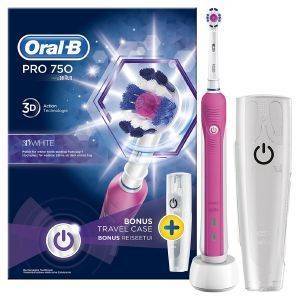   ORAL-B PRO750 3D PINK + TRAVEL CASE