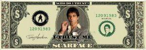 DOOR POSTER SCARFACE DOLLAR 53 X 158 CM DOOR POSTER SCARFACE DOLLAR 53 X 158 CM
